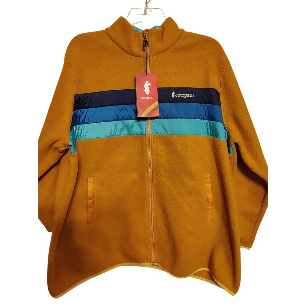 NWT Cotopaxi Women's 3X Teca Fleece Jacket Full Zip Goldenrod Yellow Blue Stripe